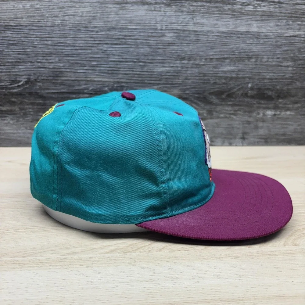 Vintage Disney Grumpy Hat Cap Snap Back Youth‎ Teal Purple Snow White 1990s